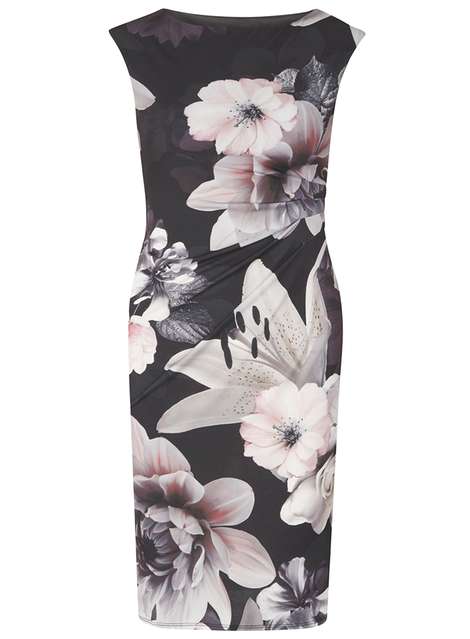 **Billie & Blossom Monochrome Blush Floral Bodycon Dress